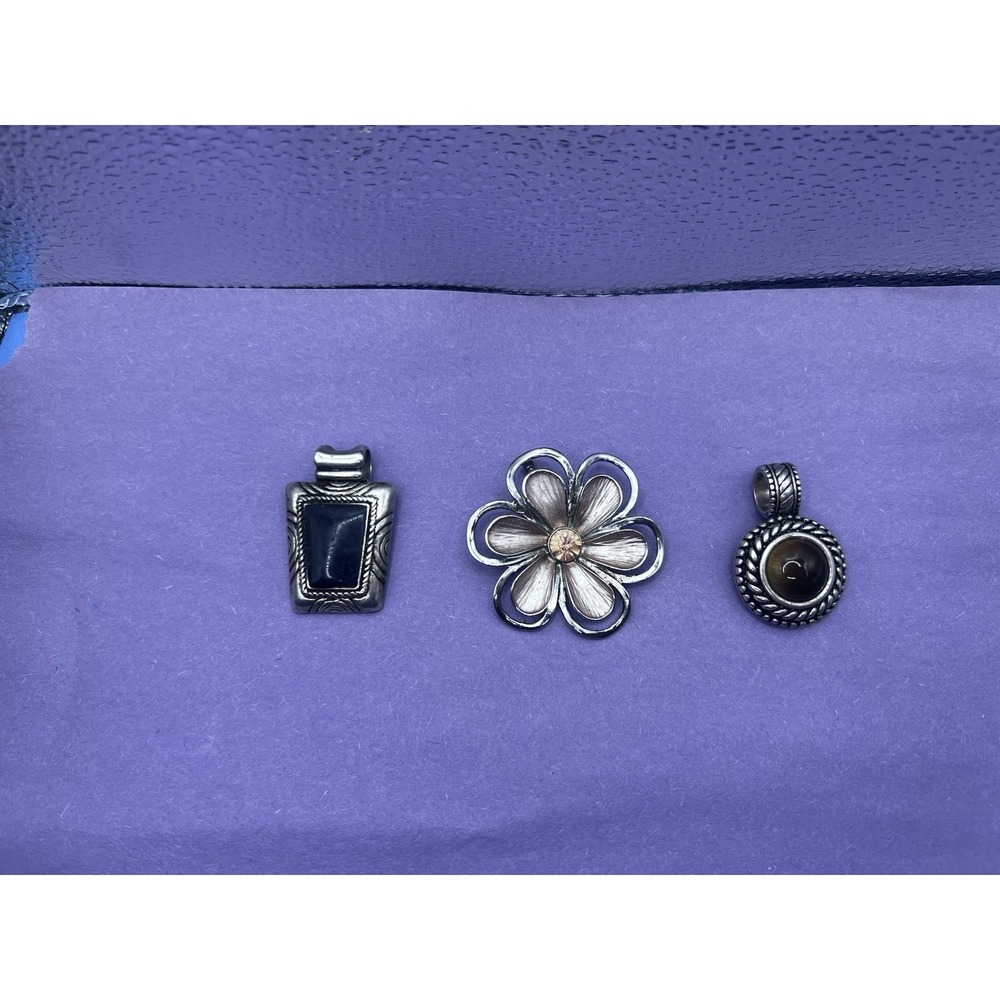 Lot Of 3 Vintage Pendants‎ 2 Premier Design 1 Not Signed Flower & Stone Pendant
